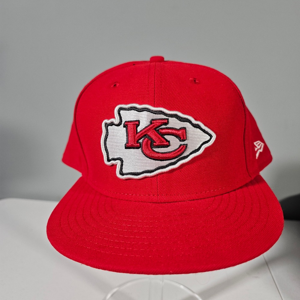 New Era 59FIFTY Hat Mens Size 8 Red Kansas City Chiefs NFL Fitted Cap 63.5cm